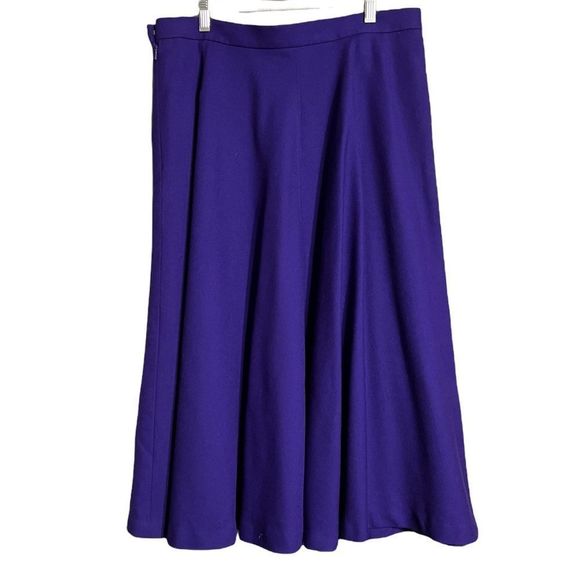 Vintage Royal Purple Wool Fit & Flare Midi Skirt Fully Lined Sz 18 NWT - Picture 2 of 10